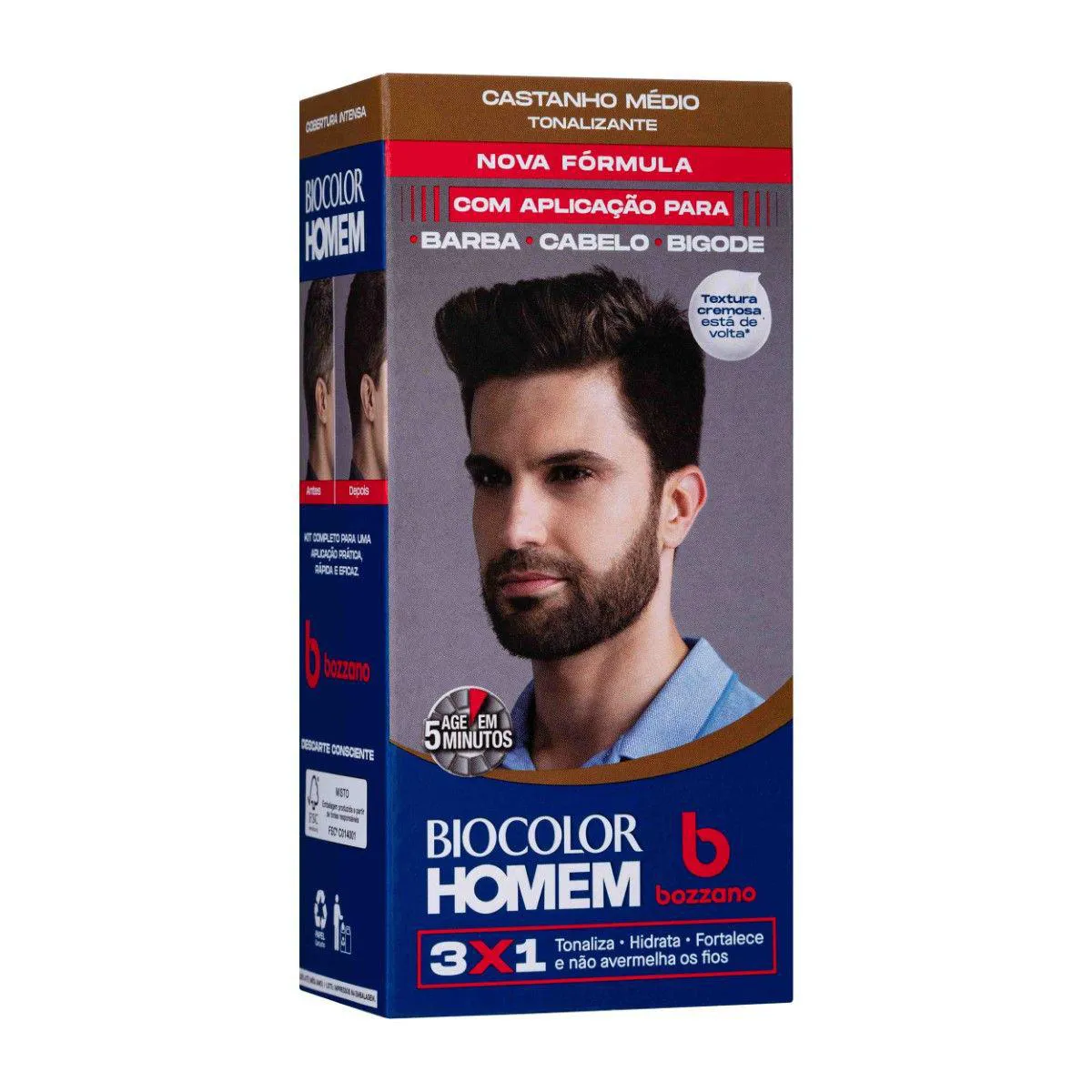 Tonalizante de Cabelo Biocolor Homem Bozzano - Castanho Médio — Biocolor | Farmácia Resyla