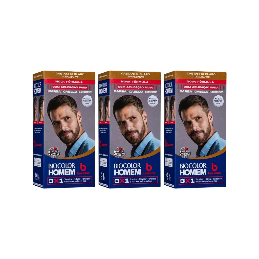 Coloraçao Biocolor Homem Bozzano Castanho Claro - Kit C / 3un — Biocolor | Farmácia Resyla