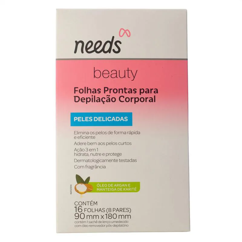 Folha Depilatória Corporal Needs Beauty Pele Delicada 16 Folhas — Needs Beauty | Farmácia Resyla