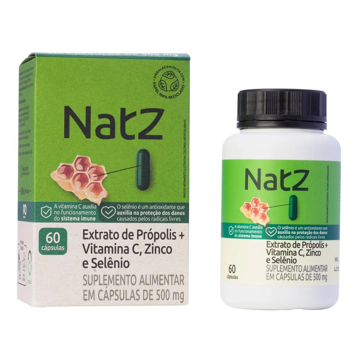 Extrato de Própolis + Vitamina C e Minerais Natz 60 Cápsulas — Natz | Farmácia Resyla