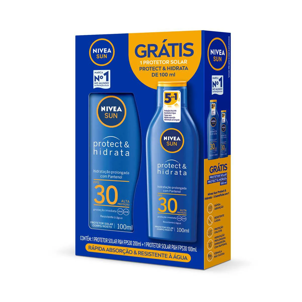 Kit Protetor Solar Corporal Nivea Sun Protect & Hidrata FPS 30 com 200ml + 100ml — Nivea Sun | Farmácia Resyla