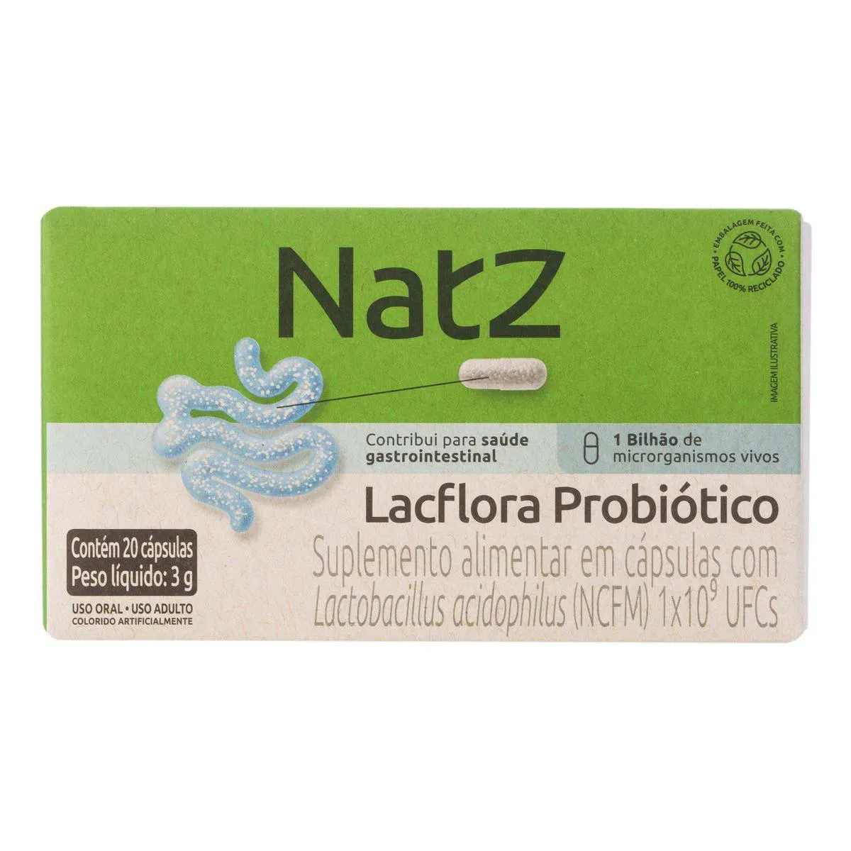 Probiótico Lactobacillus Acidophilus Natz 20 cápsulas — Natz | Farmácia Resyla