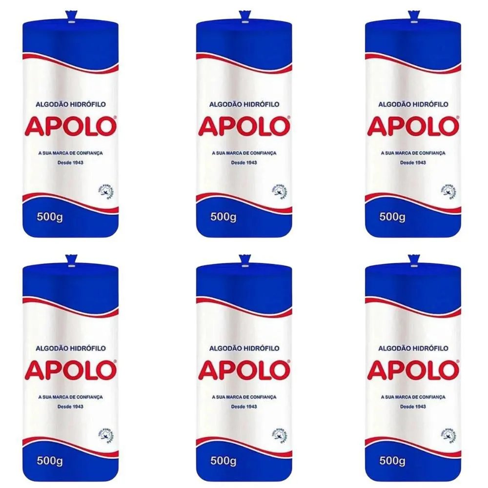 Kit Algodão Hidrófilo Apolo em Rolo 500g C/6 — Apolo | Farmácia Resyla