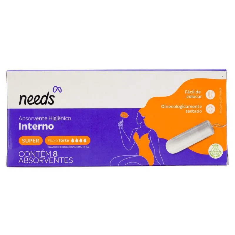 Absorvente Interno Needs Super Fluxo Forte 8 Unidades — Needs | Farmácia Resyla