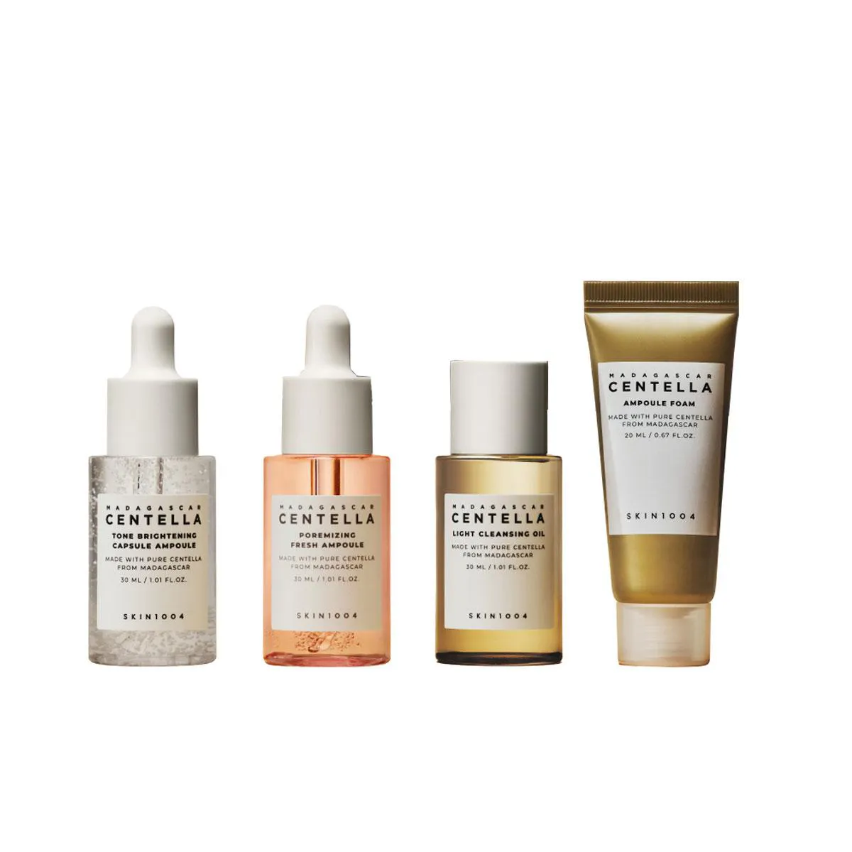 Kit Viagem Skin1004 Madagascar Centella Ampola Poremizing Fresh + Tone Brightening + Cleansing Oil + Espuma De Limpeza — Skin1004 | Farmácia Resyla