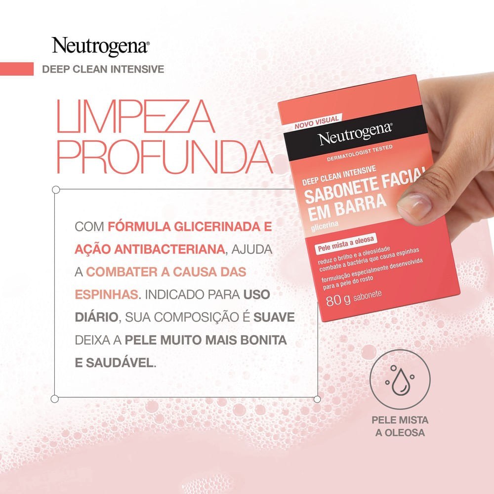 Sabonete em Barra Facial NeutrogenaDeep Clean 80g — imagem 4 | Farmácia Resyla