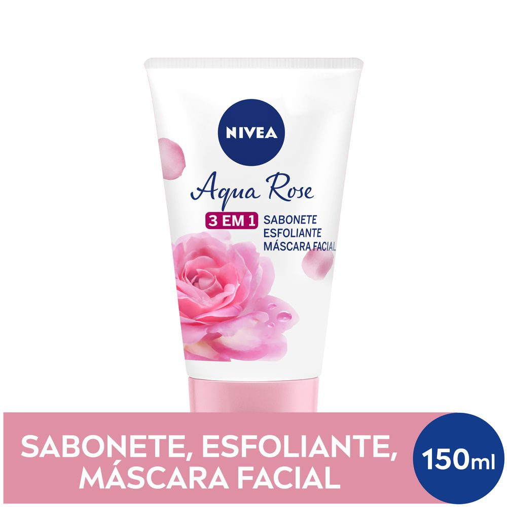 Sabonete Facial Nivea Aqua Rose 3 em 1 Argila e Ácido Hialurônico 150ml — Nivea | Farmácia Resyla