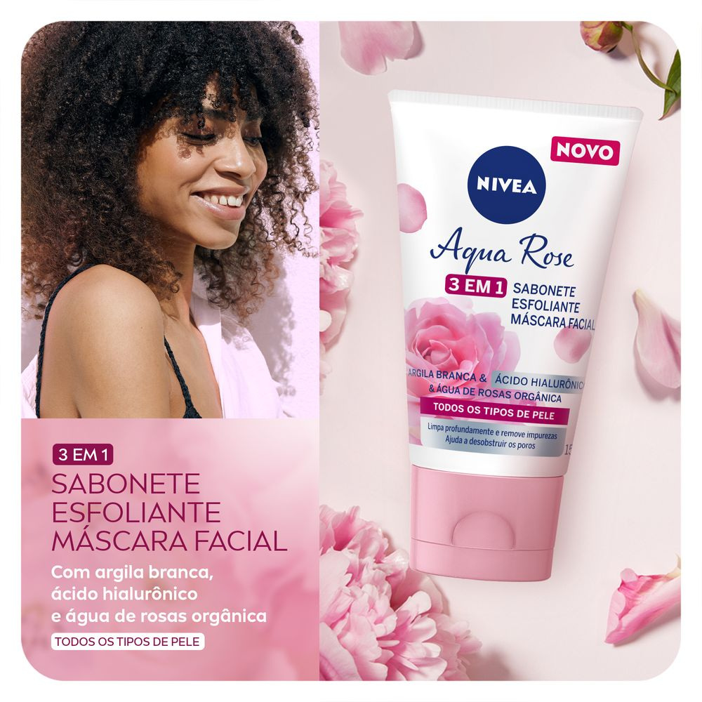 Sabonete Facial Nivea Aqua Rose 3 em 1 Argila e Ácido Hialurônico 150ml — imagem 3 | Farmácia Resyla