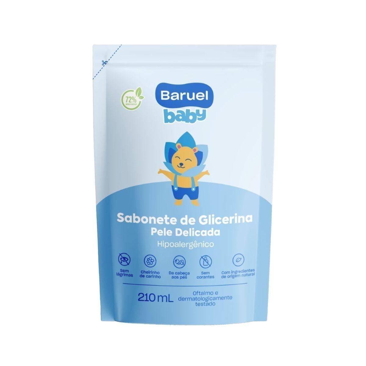 Sabonete Líquido De Glicerina Baruel Baby Pele Delicada Da Cabeça Aos Pés Sachê Refil 210ml — Baruel Baby | Farmácia Resyla