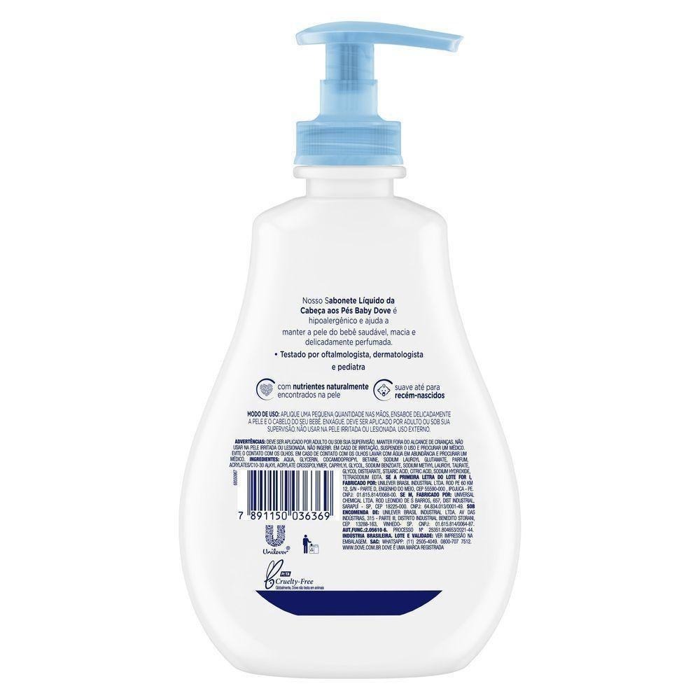 Sabonete Líquido Infantil Baby Dove Hidratação Enriquecida da Cabeça aos Pés 400ml — imagem 3 | Farmácia Resyla