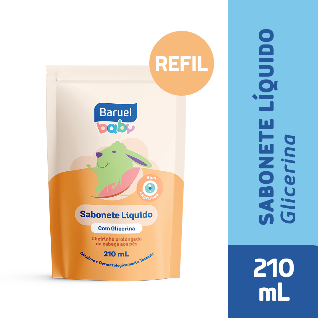 Sabonete Líquido Infantil Baruel Baby Glicerina da Cabeça aos Pés Refil 210ml — Baruel Baby | Farmácia Resyla