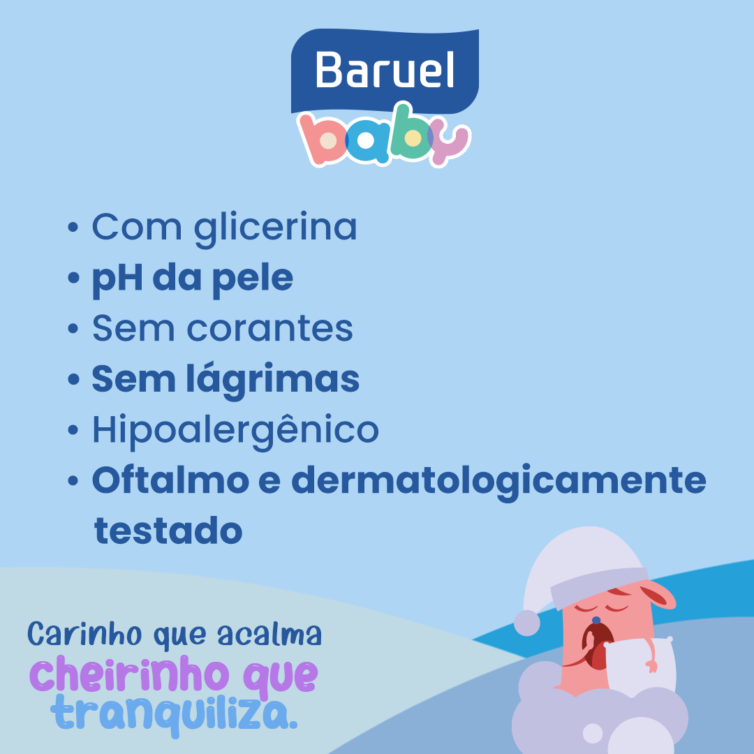 Sabonete Líquido Infantil Baruel Baby Sono Tranquilo da Cabeça aos Pés Refil 210ml — imagem 2 | Farmácia Resyla