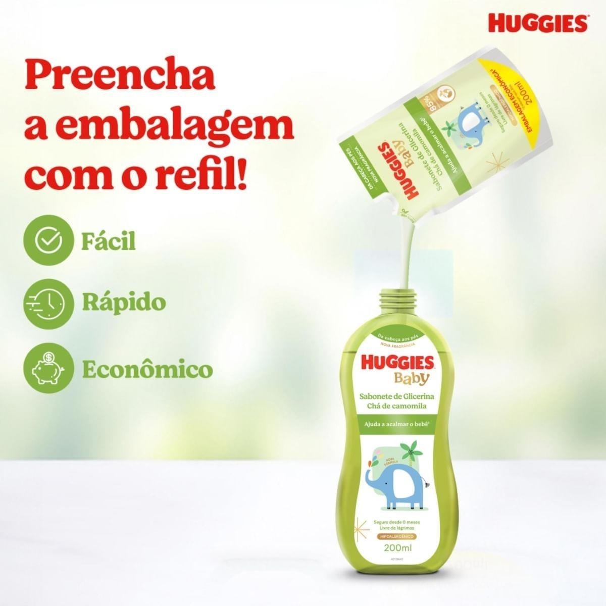 Sabonete Líquido Infantil Huggies Baby Glicerina Camomila Natural Refil 200ml — imagem 2 | Farmácia Resyla