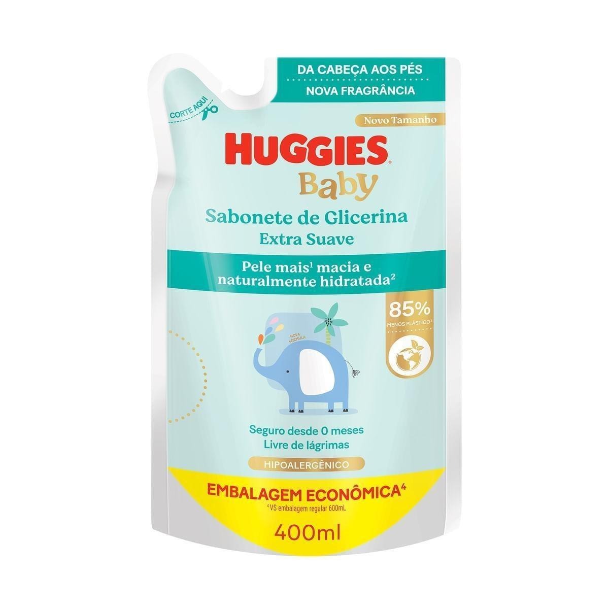 Sabonete Líquido Infantil Huggies Baby Glicerina Extra Suave Refil 400ml — Huggies | Farmácia Resyla