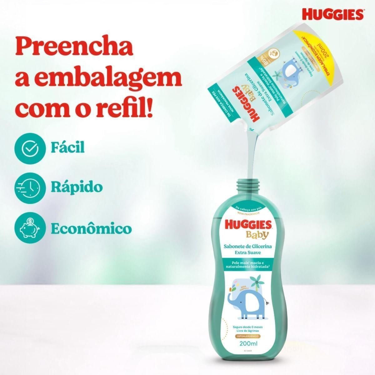 Sabonete Líquido Infantil Huggies Extra Suave Refil 200ml — imagem 2 | Farmácia Resyla