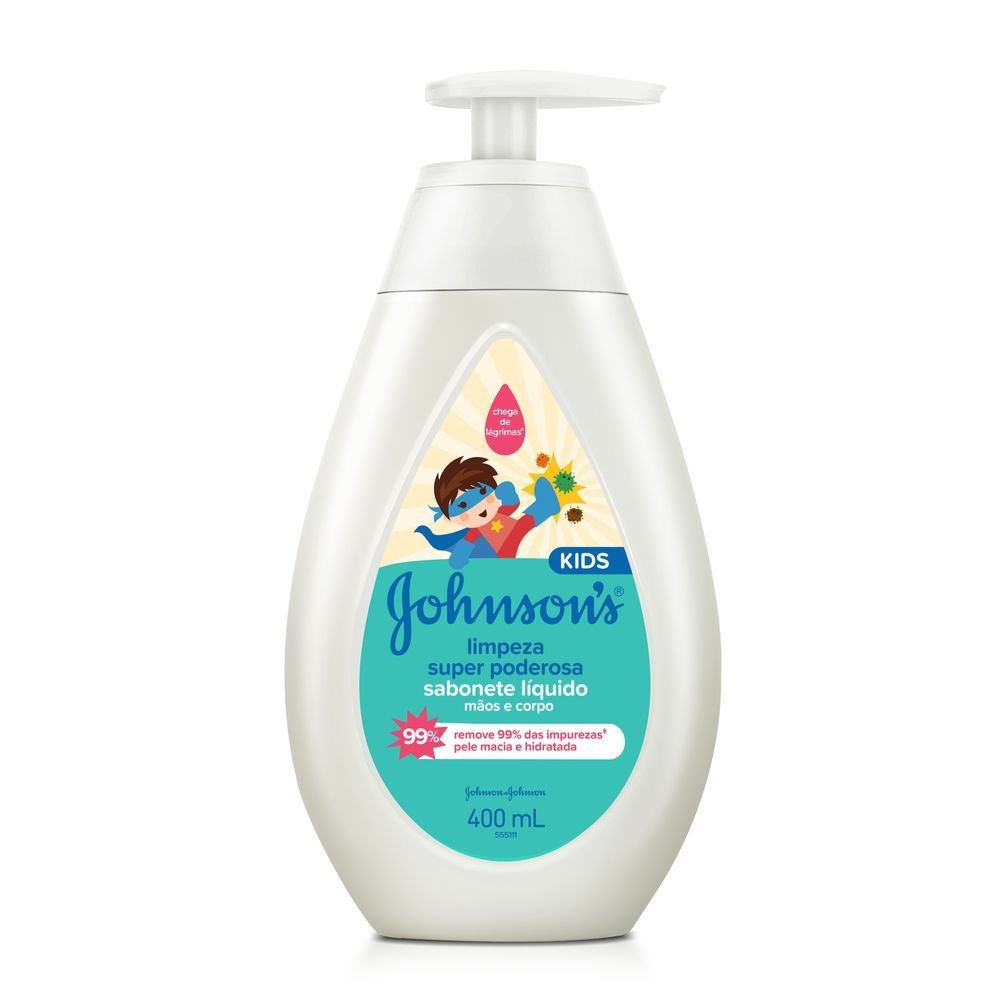 Sabonete Líquido Infantil Johnson's Baby Super Poderosa Kids Hipoalergênico 400ml — Johnson & Johnson | Farmácia Resyla