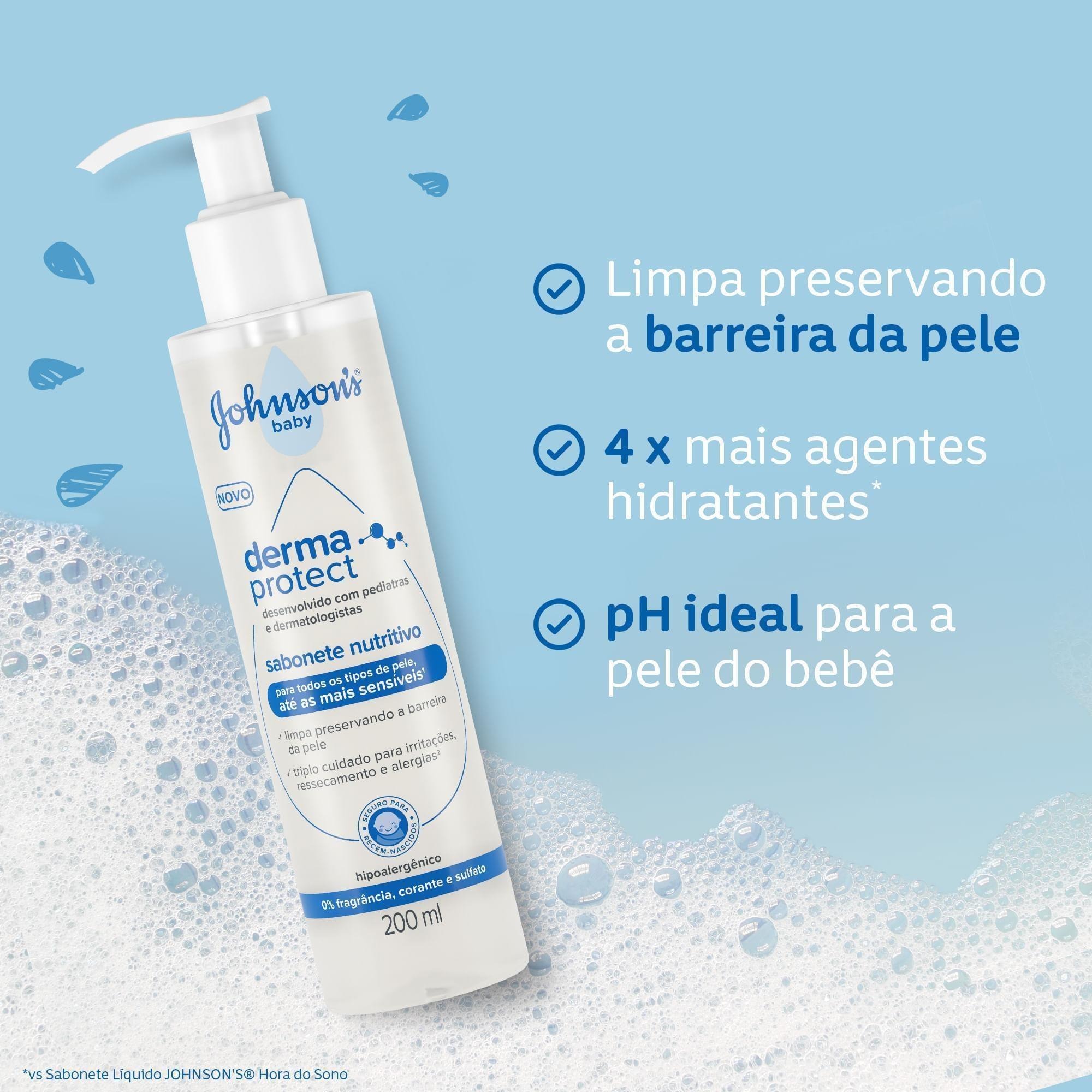 Sabonete Líquido Nutritivo Johnson's Baby Derma Protect Sem Fragrância 200ml — imagem 4 | Farmácia Resyla