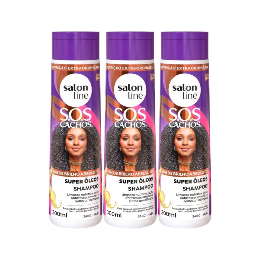 SalonLine - S.O.S Cachos Super Óleos Kit 3 Shampoo - 300ml — Salon Line | Farmácia Resyla