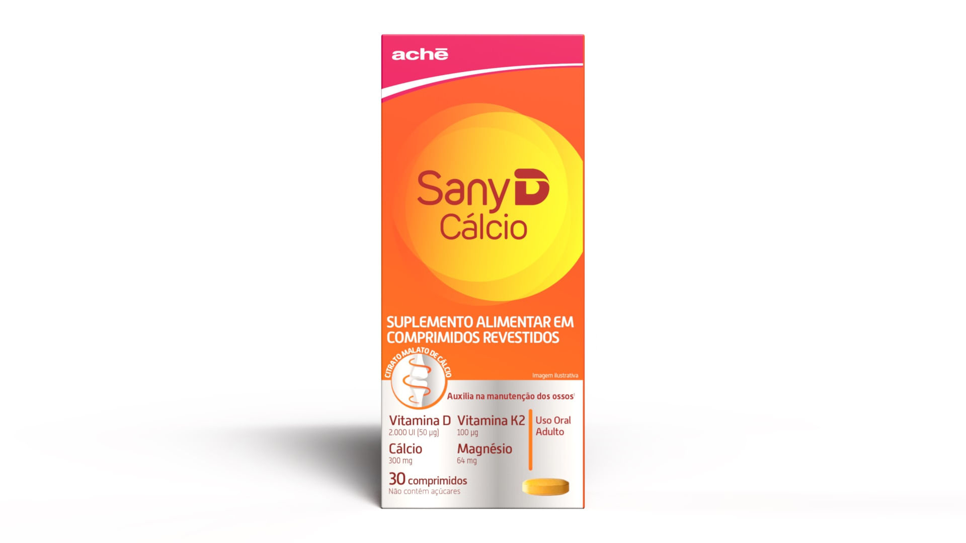 Sany D Cálcio 2000UI + 300mg 30 Comprimidos — Aché | Farmácia Resyla