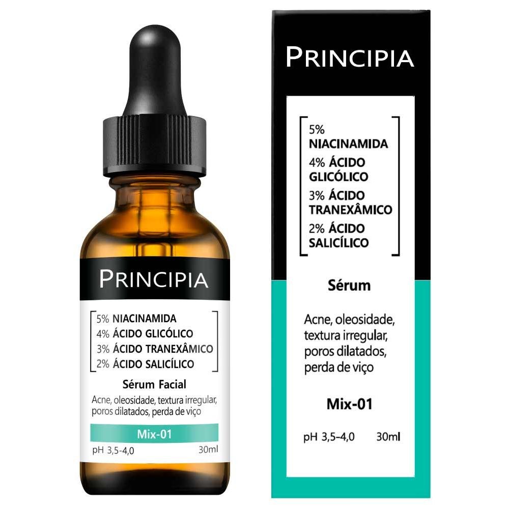 Sérum Facial Principia Mix-01 com Niacinamida 5% Ácido Glicólico 4% Ácido Tranexâmico 3% Ácido Salicílico 2% 30ml — Principia | Farmácia Resyla