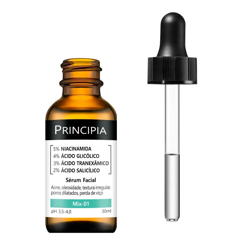 Sérum Facial Principia Mix-01 com Niacinamida 5% Ácido Glicólico 4% Ácido Tranexâmico 3% Ácido Salicílico 2% 30ml — imagem 2 | Farmácia Resyla