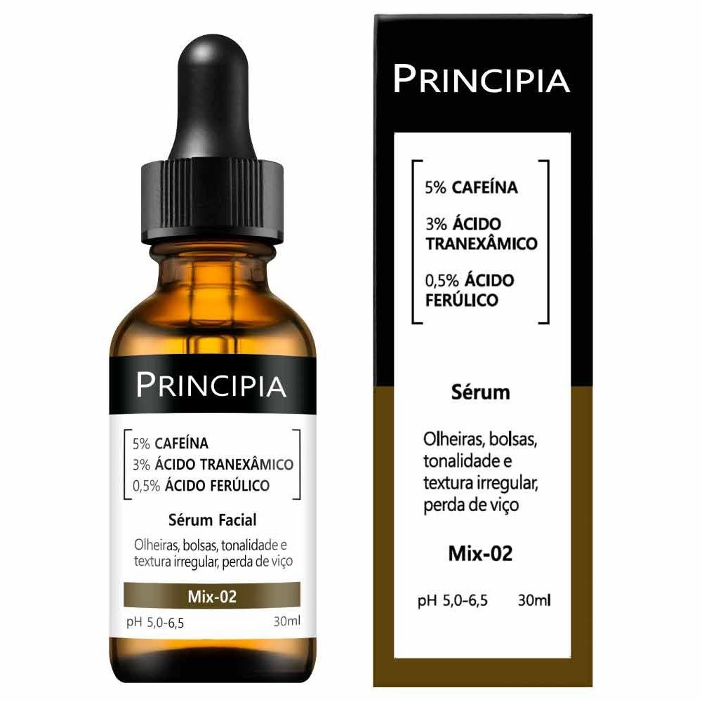 Sérum Facial Principia Mix 02 com Cafeína 5%, Ácido Tranexâmico 3% e Ácido Ferúlico 0,5% 30ml — Principia | Farmácia Resyla