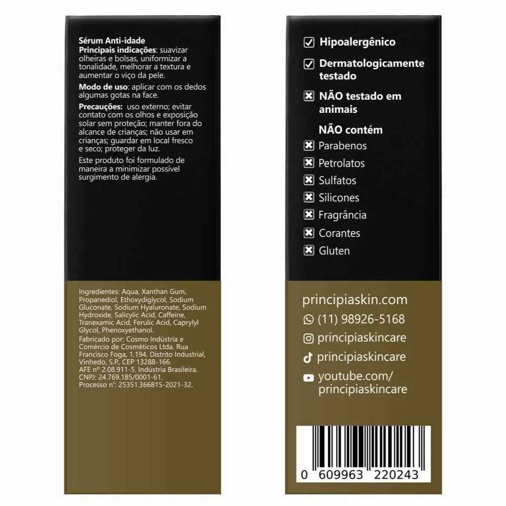 Sérum Facial Principia Mix 02 com Cafeína 5%, Ácido Tranexâmico 3% e Ácido Ferúlico 0,5% 30ml — imagem 4 | Farmácia Resyla