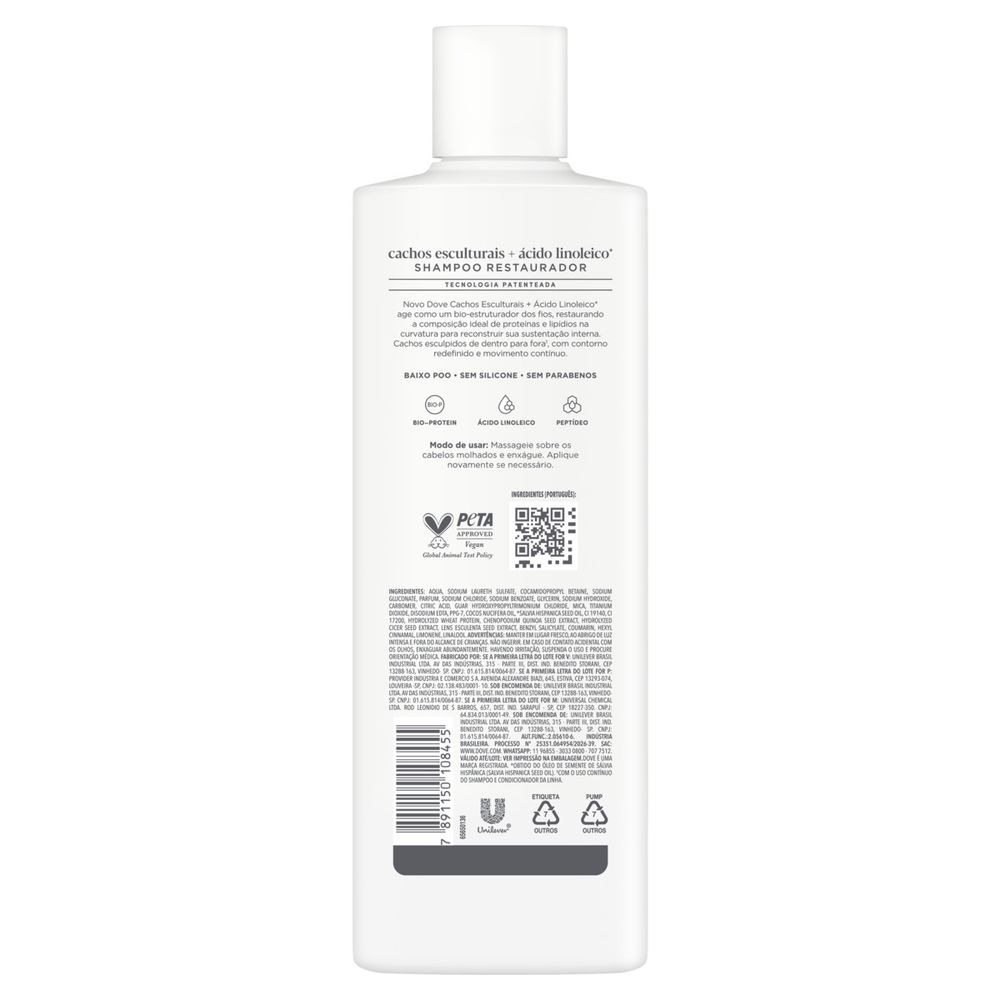 Shampoo Dove Cachos Esculturais + Ácido Linoleico 350ml — imagem 3 | Farmácia Resyla