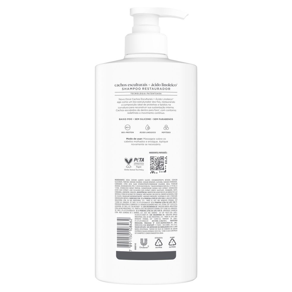 Shampoo Dove Cachos Esculturais + Ácido Linoleico 600ml — imagem 3 | Farmácia Resyla