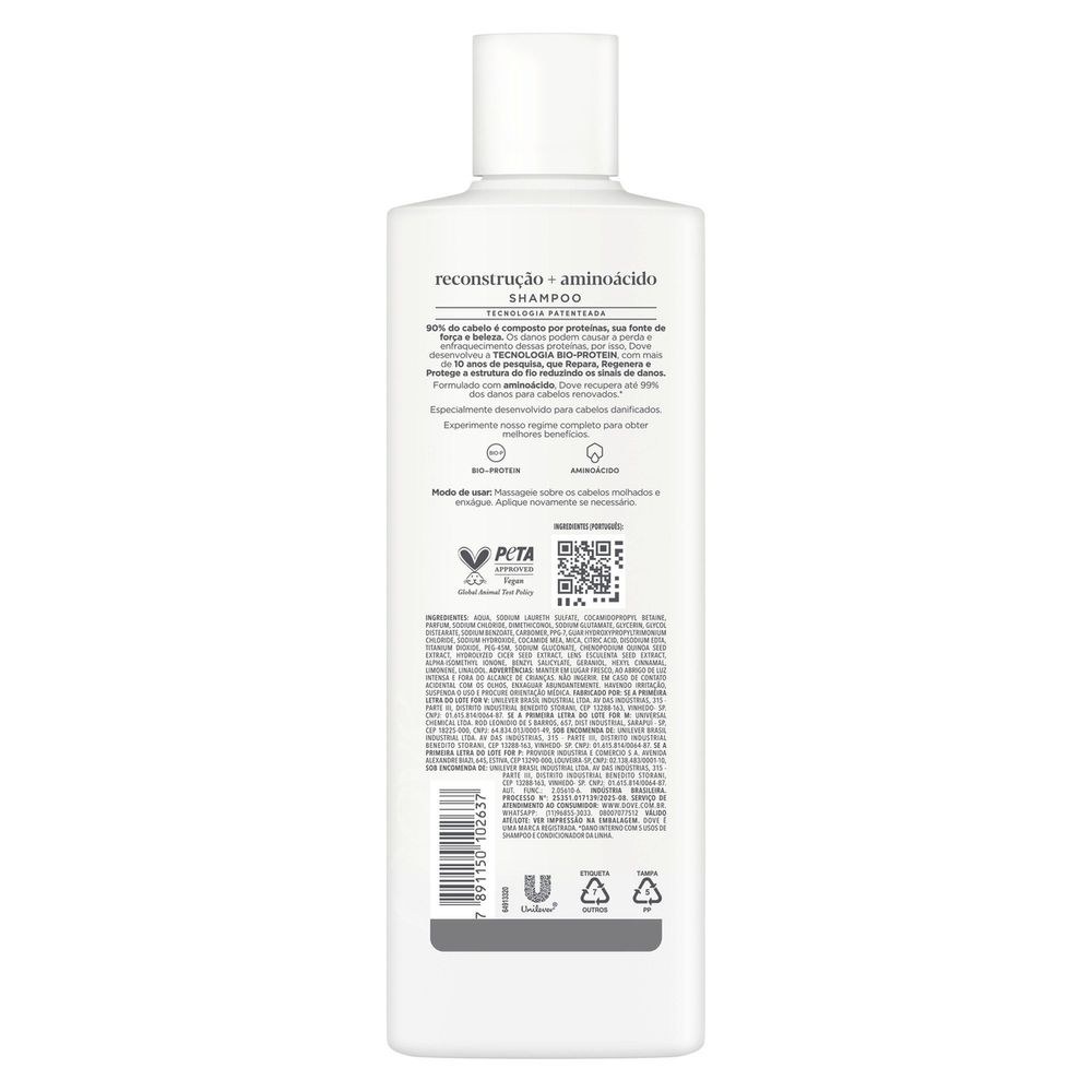 Shampoo Dove Reconstrução + Aminoácido 370ml — imagem 3 | Farmácia Resyla
