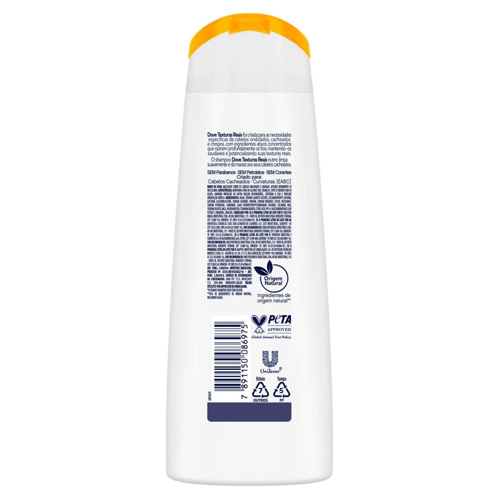 Shampoo Dove Texturas Reais Cacheados Frasco 200ml — imagem 2 | Farmácia Resyla