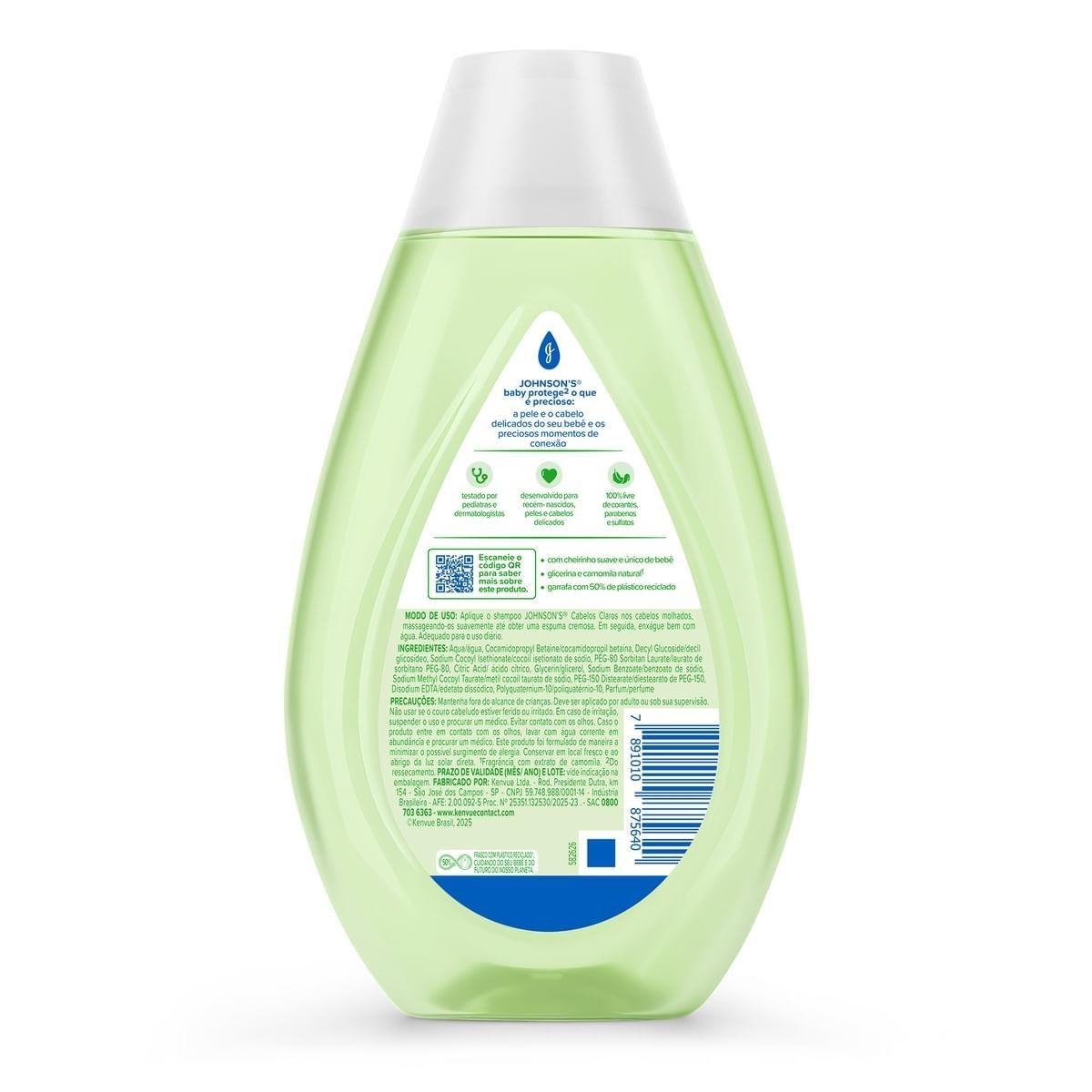 Shampoo Infantil Johnson's Baby Cabelos Claros Camomila 400ml — imagem 3 | Farmácia Resyla