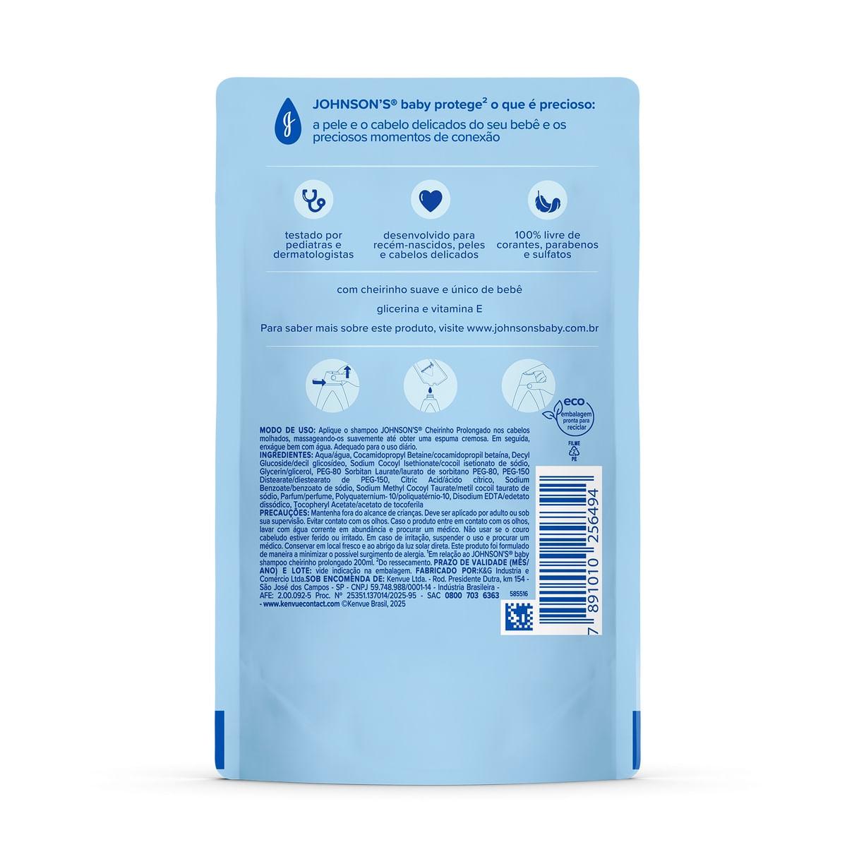 Shampoo Infantil Johnson's Baby Cheirinho Prolongado Refil 180ml — imagem 2 | Farmácia Resyla