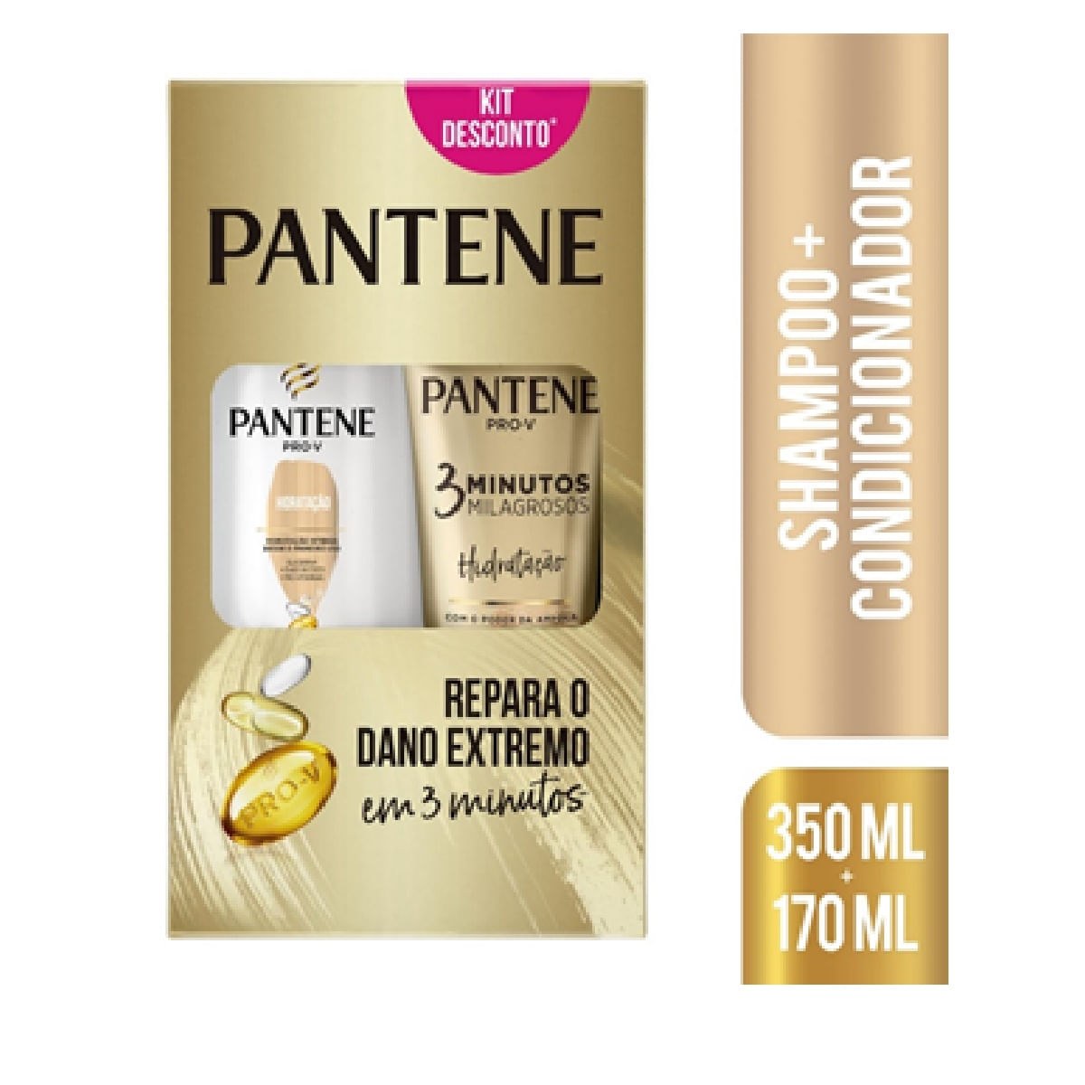 Shampoo Pantene Hidratação 350ml + Condicionador Pantene Hidratação 3 Minutos Milagrosos 170ml — Pantene | Farmácia Resyla