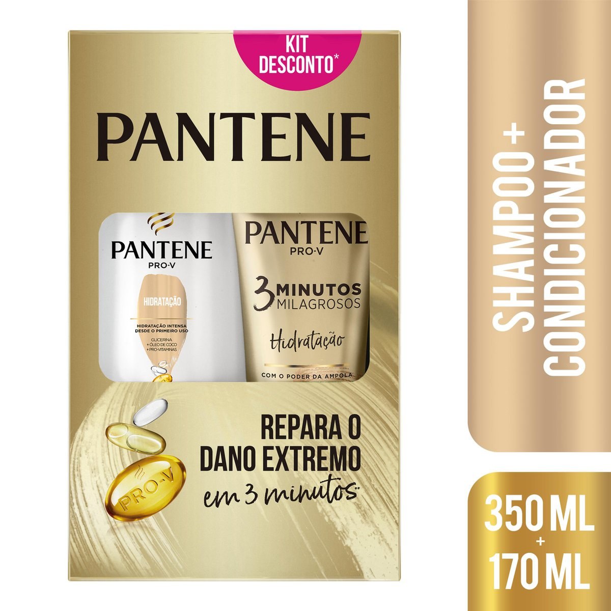 Shampoo Pantene Hidratação 350ml + Condicionador Pantene Hidratação 3 Minutos Milagrosos 170ml — imagem 2 | Farmácia Resyla