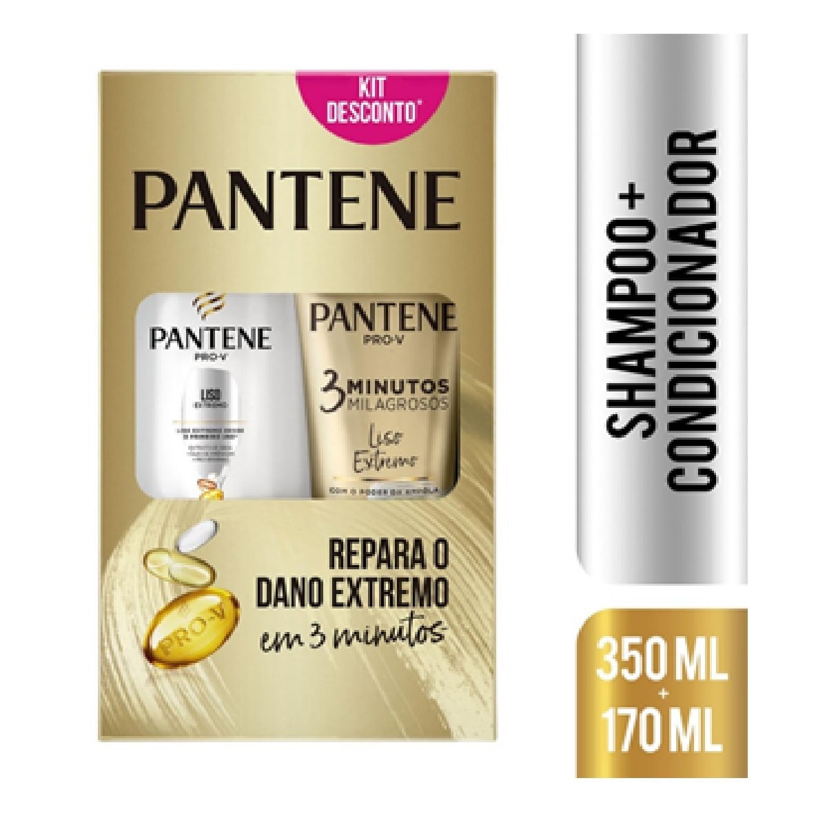 Shampoo Pantene Liso Extremo 350ml+condicionador Pantene Liso Extremo 3 Minutos Milagrosos 170ml — Pantene | Farmácia Resyla