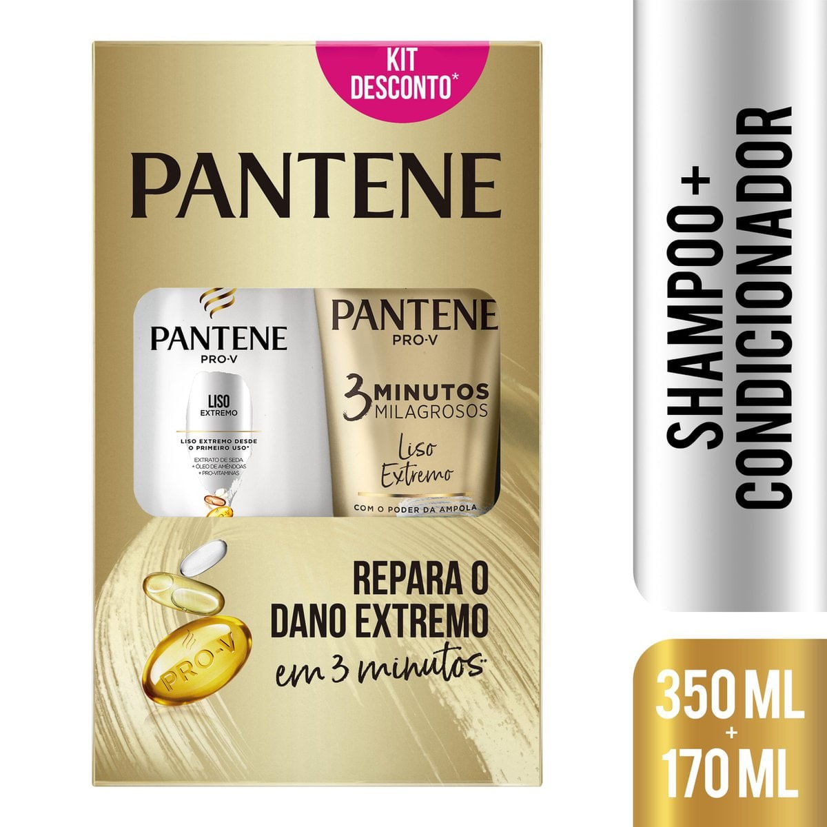 Shampoo Pantene Liso Extremo 350ml+condicionador Pantene Liso Extremo 3 Minutos Milagrosos 170ml — imagem 2 | Farmácia Resyla