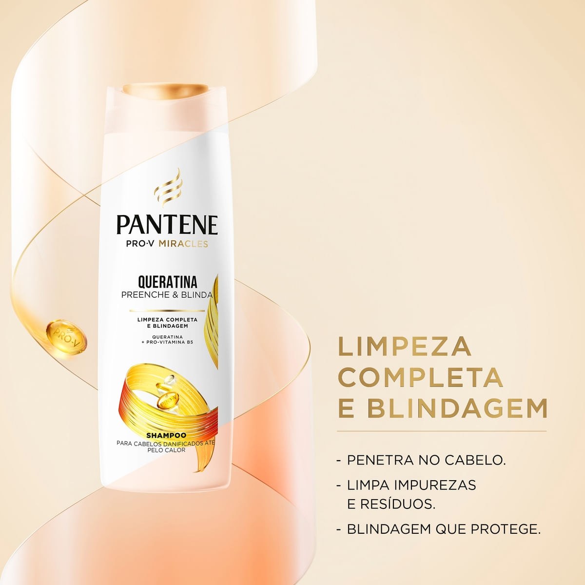 Shampoo Pantene Pro-V Miracles Queratina Preenche & Blinda 300ml — imagem 3 | Farmácia Resyla