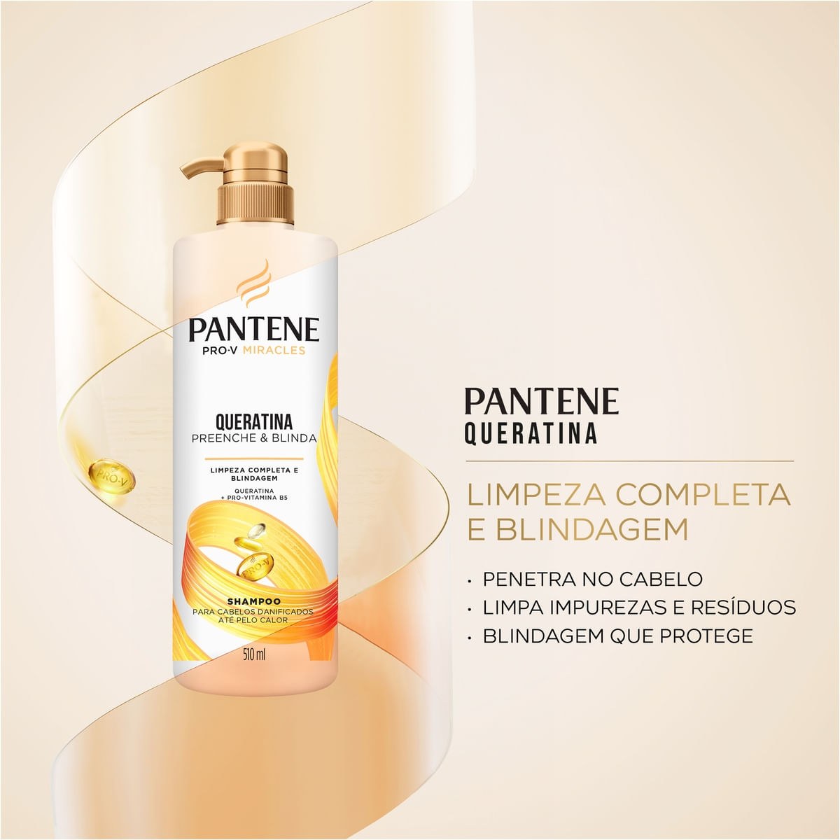 Shampoo Pantene Pro-V Miracles Queratina Preenche & Blinda 510ml — imagem 2 | Farmácia Resyla