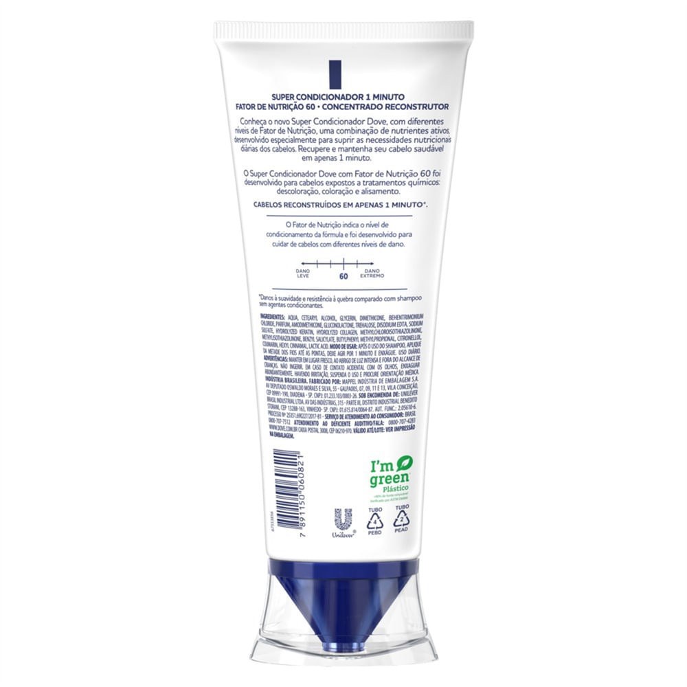 Super Condicionador Dove 1 Minuto Fator de Nutrição 60 170ml — imagem 3 | Farmácia Resyla