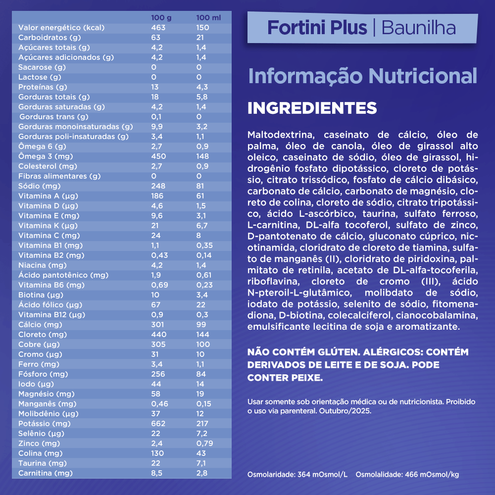 Suplemento Alimentar Infantil Fortini Plus Sabor Baunilha 400g — imagem 4 | Farmácia Resyla