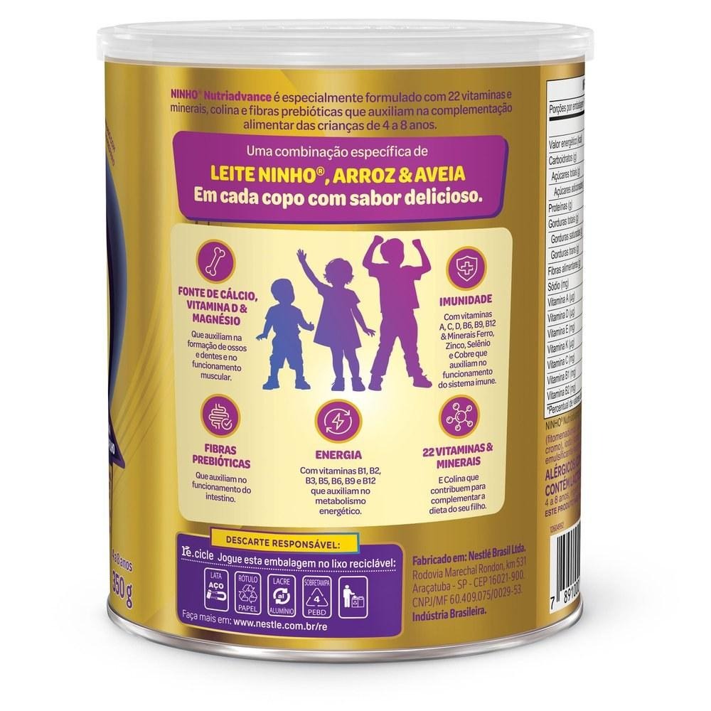 Suplemento Alimentar Infantil Ninho Nutriadvance de 4 a 8 anos Sabor Baunilha 350g — imagem 3 | Farmácia Resyla