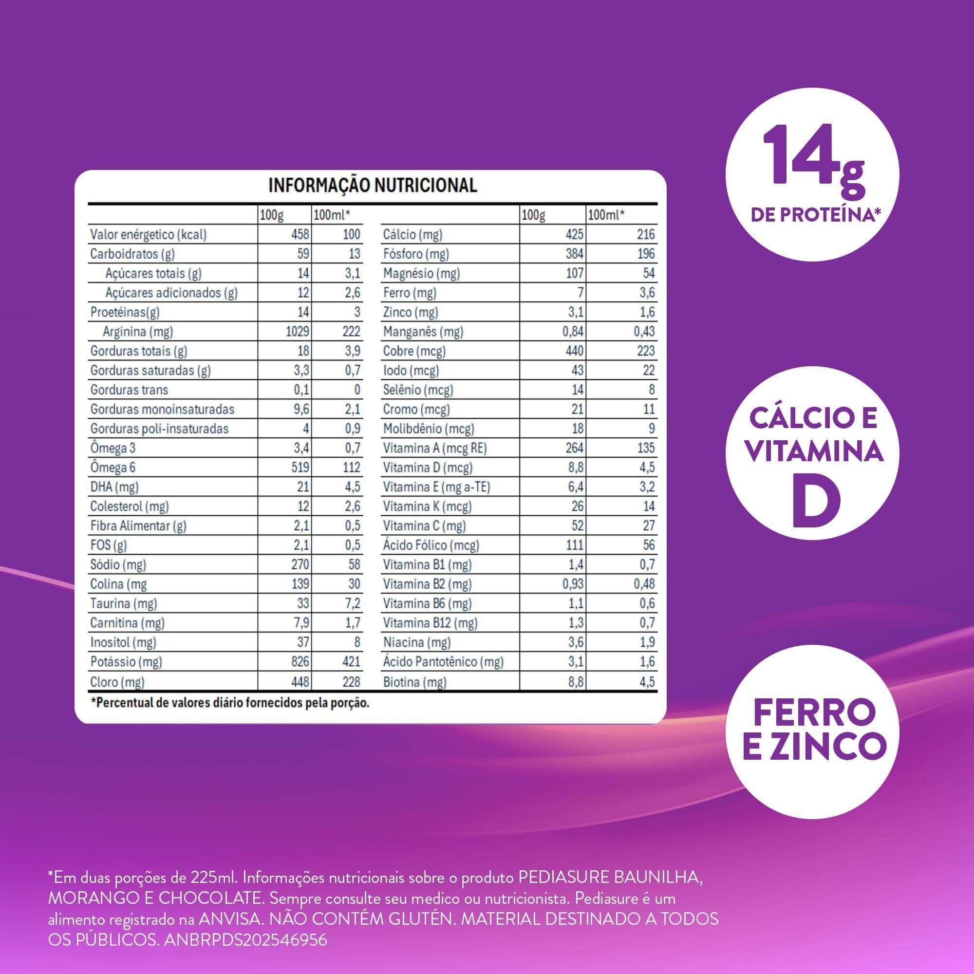 Suplemento Alimentar Infantil Pediasure Complete Sabor Baunilha +4 Anos 850g — imagem 4 | Farmácia Resyla