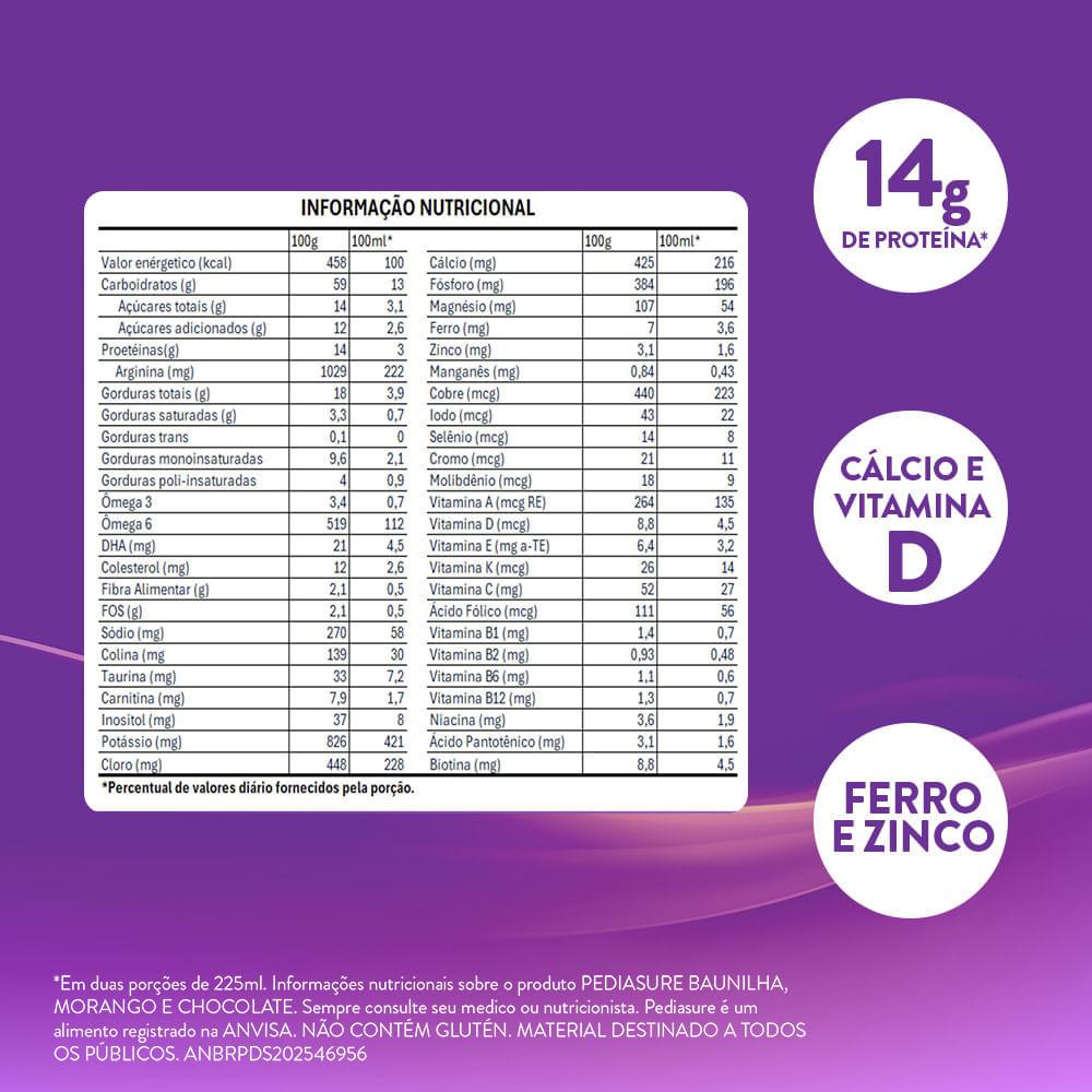 Suplemento Alimentar Infantil Pediasure Sabor Chocolate +4 Anos 400g — imagem 3 | Farmácia Resyla