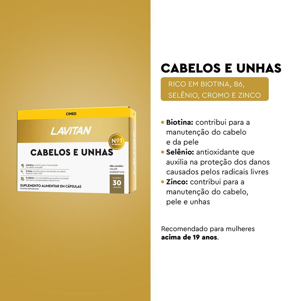 Suplemento Alimentar Lavitan Cabelos E Unhas 30 Cápsulas — imagem 3 | Farmácia Resyla