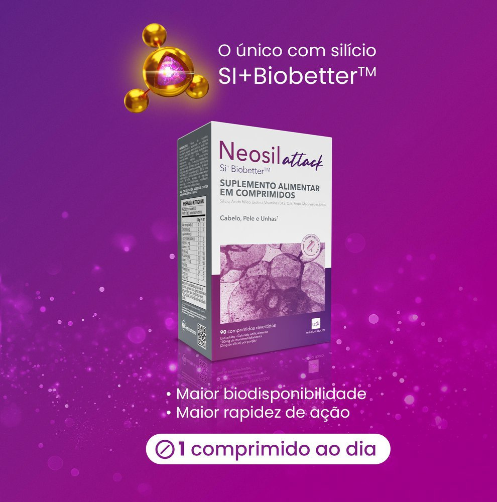 Suplemento Alimentar Neosil Attack Para Cabelos, Unhas e Pele 100mg 90 Comprimidos — imagem 2 | Farmácia Resyla