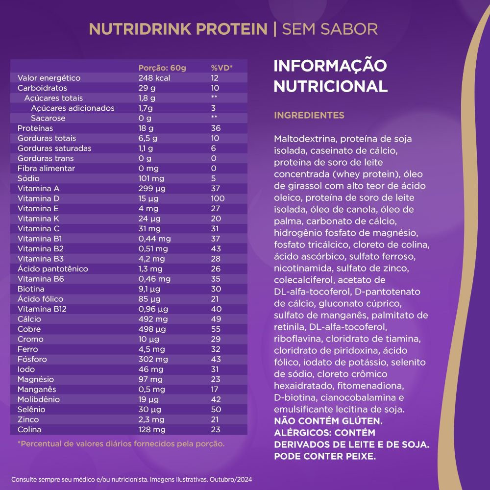 Suplemento Alimentar Nutridrink Protein Sem Sabor Zero Lactose 700g — imagem 4 | Farmácia Resyla