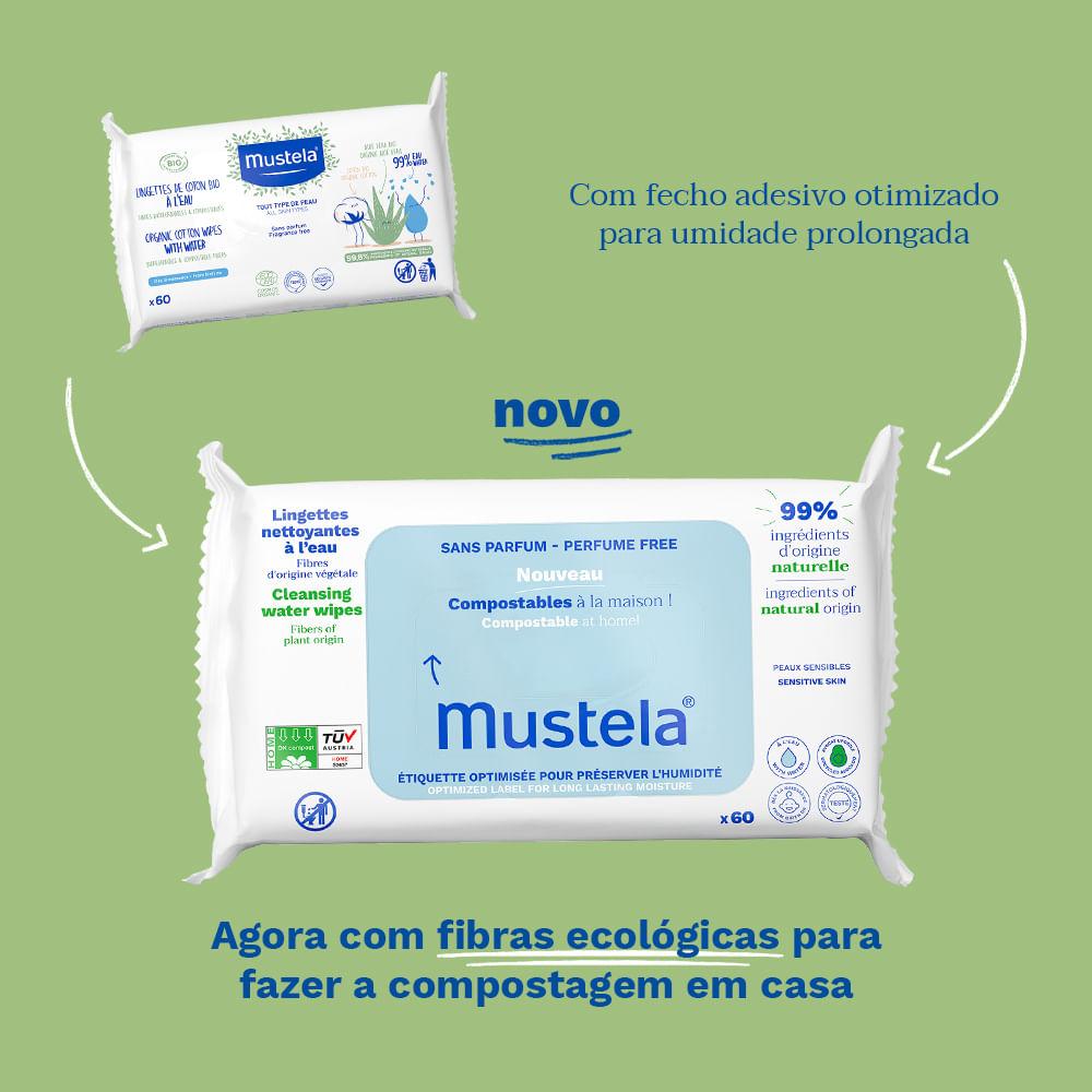 Toalhas Umedecidas Mustela Compostável e Biodegradável Sem Perfume Recém-Nascido 60 Unidades — imagem 3 | Farmácia Resyla