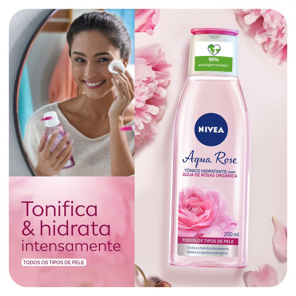 Tônico Facial Nivea Aqua Rose com Água de Rosas Orgânica 200ml — imagem 3 | Farmácia Resyla
