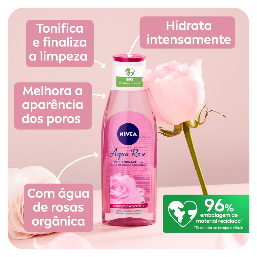 Tônico Facial Nivea Aqua Rose com Água de Rosas Orgânica 200ml — imagem 4 | Farmácia Resyla